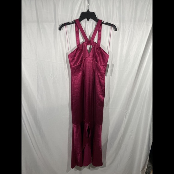 NEW $175 Aidan by Aidan‎ Mattox Liquid Satin Dress in Raspberry [SZ 0 ] - Picture 3 of 12